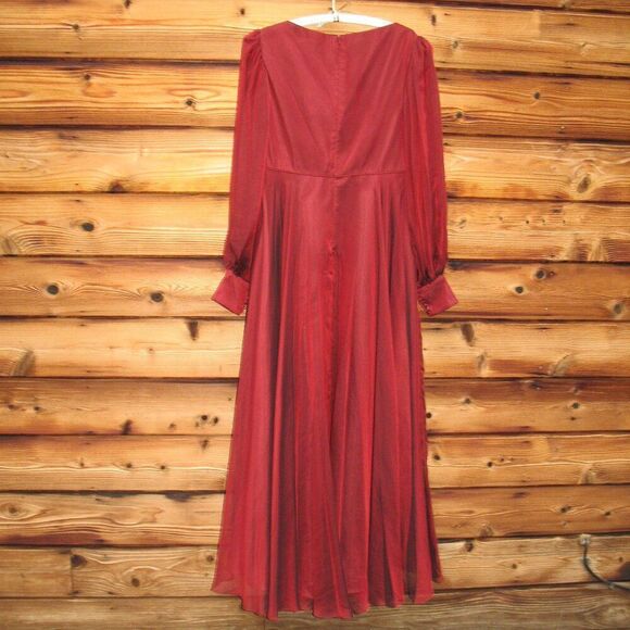 MAC DUGGAL 67873 Womens Sheer Blouson Sleeve Surplice Gown - Picture 8 of 12